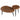 Walnut finish rustic coffee tables with nesting design and black metal supports.