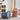 Modern round coffee table in vibrant yellow, blue, white, and grey options